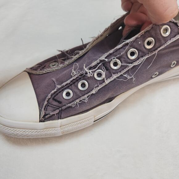 Converse Shoes Mens 13 Purple Laceless Faded Grunge Punk Destroyed Slip Ons Worn - Picture 9 of 15